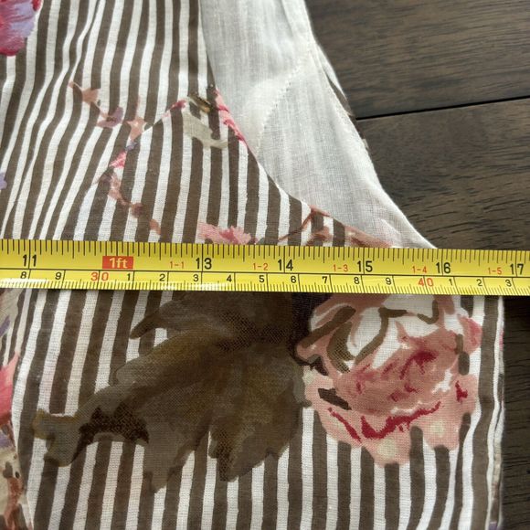 Antica Sartoria Brown White Striped Floral Print Petticoat Sun Dress Womens 3 - Picture 9 of 10